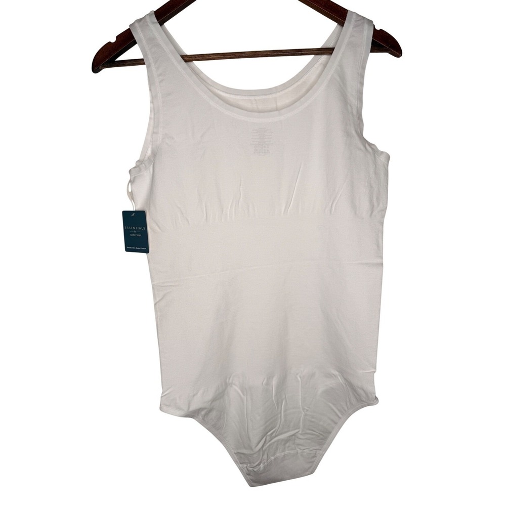 Essentials by Tummy Tank white cotton full back Body suit TT5-032 Sz 1X/2X - Picture 3 of 7